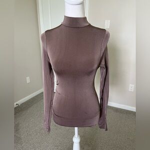 NWOT Free People Intimately Taupe Fitted Mock Beck Longsleeve Top Size XS/S